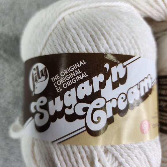 3 Pack Ivory Lily Sugar'n Cream Yarn Solids Super Size ECRU Crudo Lot of 3 - Picture 3 of 7